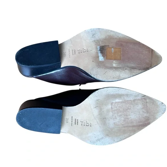 Tibi Mateo Mules in Prune, Sleek Pointed-Toe Design shoes size 36.5